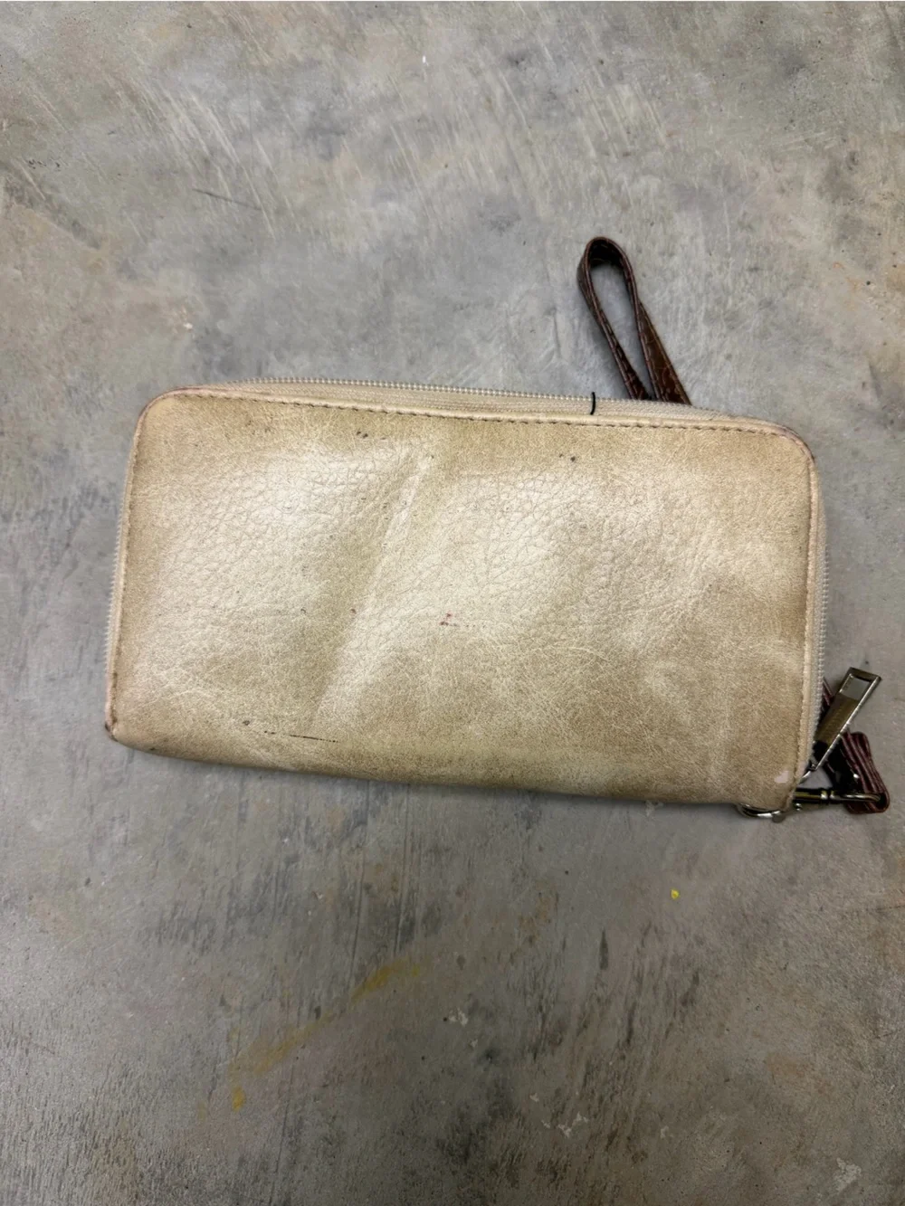 Embellished Cream and Brown Wristlet Wallet